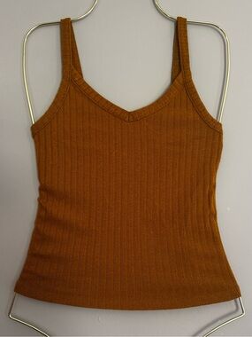 American Eagle Rust Ribbed Knit Tank Top XS Y2K Cropped Soft GirlCottagecore